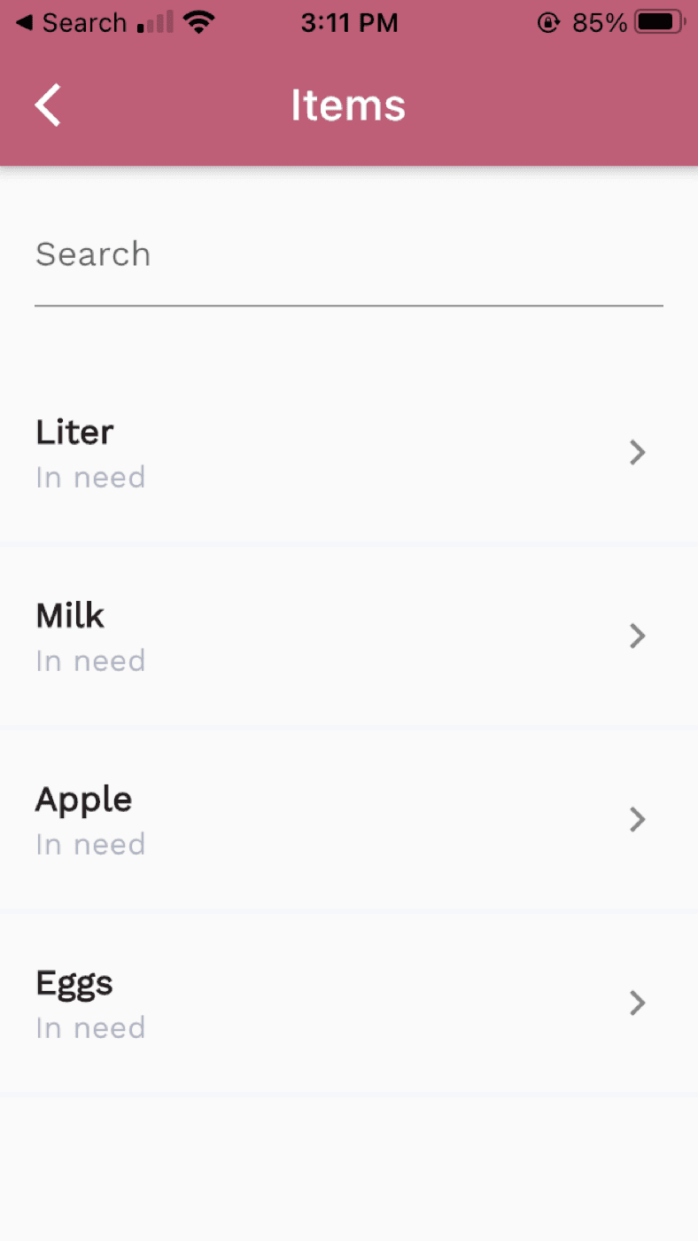 TAG Groceries shared item list
